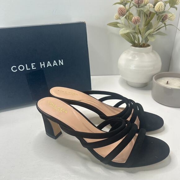 Cole Haan Adella Slide Sandal 65 Black SDE Leather W26217 Women 10.5B Tried On - Picture 1 of 11